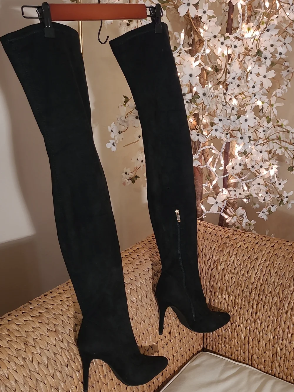 Black Thigh High Stiletto Boots